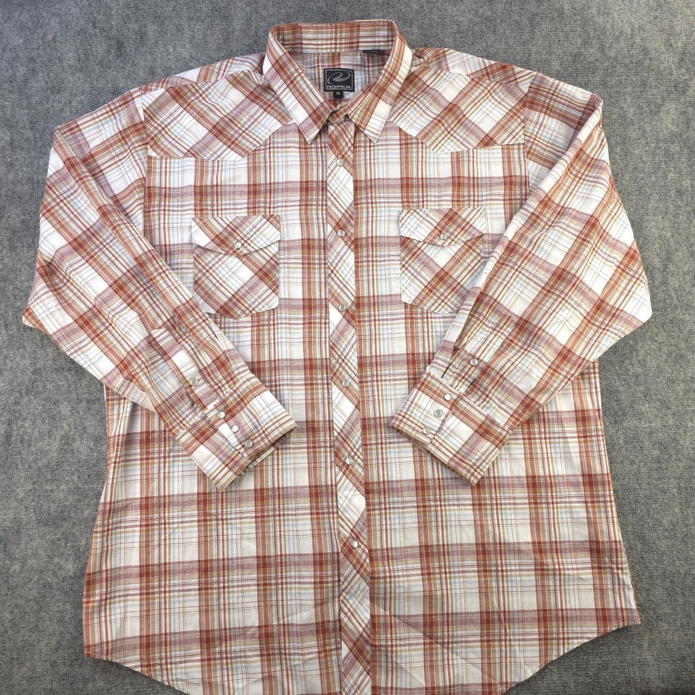 Roper Shirt 3XL Pearl Snap Long‎ Sleeve Multicolor Plaid Western Pockets